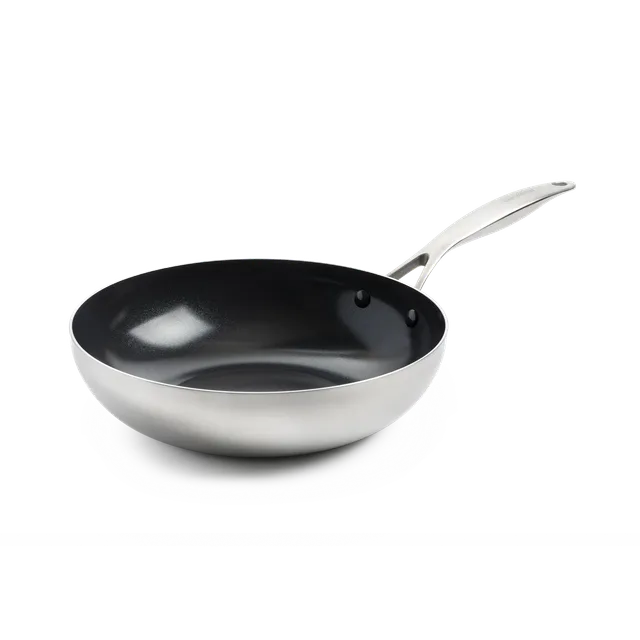 greenpan-geneva-wok-28-cm-en-acier-inoxydable-3-couches-compatible-induction image 1