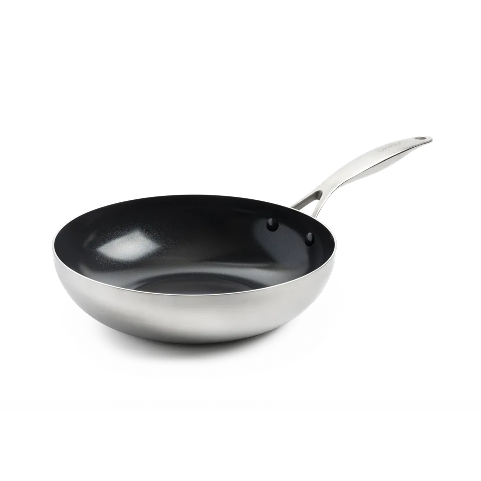 greenpan-geneva-wok-28-cm-en-acier-inoxydable-3-couches-compatible-induction image 1