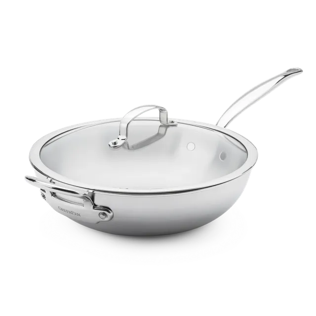 greenpan-premiere-pro-wok-avec-couvercle-30-cm-en-acier-inoxydable-5-couches image 1