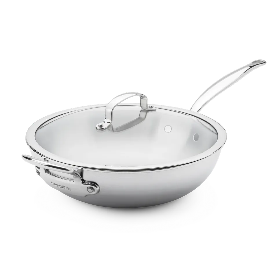 greenpan-premiere-pro-wok-avec-couvercle-30-cm-en-acier-inoxydable-5-couches image 1