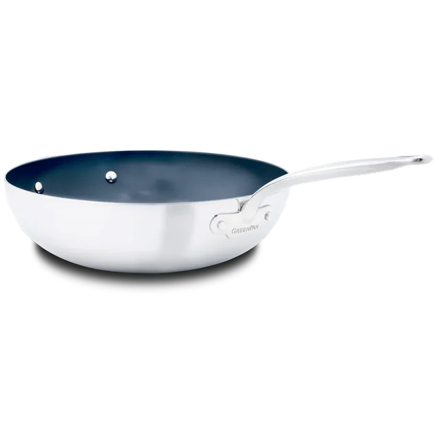 greenpan-barcelona-evershine-wok-30-cm-wok-inox-tri-plis-avec-poign-e-auxiliaire image 1