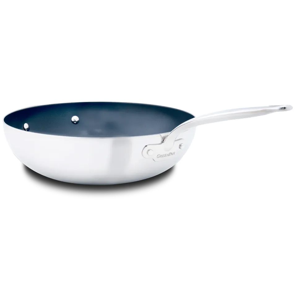 greenpan-barcelona-evershine-wok-30-cm-wok-inox-tri-plis-avec-poign-e-auxiliaire image 1