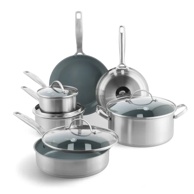 greenpan-treviso-batterie-de-cuisine-10-pi-ces-en-acier-inoxydable-rev-tement-c- image 1