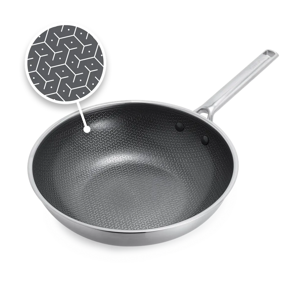 greenpan-apex-wok-hybride-28-cm-acier-inoxydable-3-couches-antiadh-sif-sans-pfas image 1