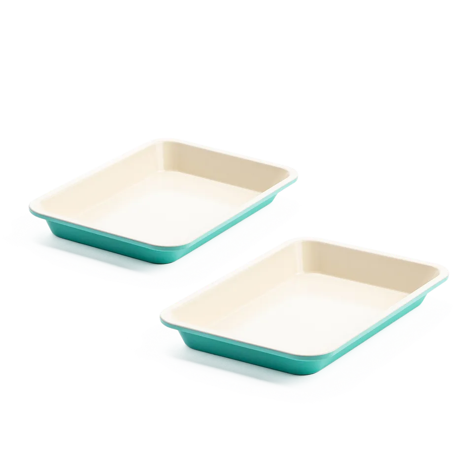 greenpan-contour-set-de-2-plaques-biscuits-turquoise-acier-haute-qualit-sans-pfa image 1