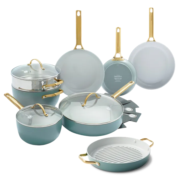 greenpan-padova-ensemble-de-13-pi-ces-smokey-blue-base-en-aluminium-forg image 1