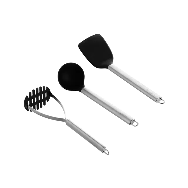 greenpan-set-de-3-ustensiles-en-silicone-avec-manche-en-acier-inoxydable-cuill-r image 1