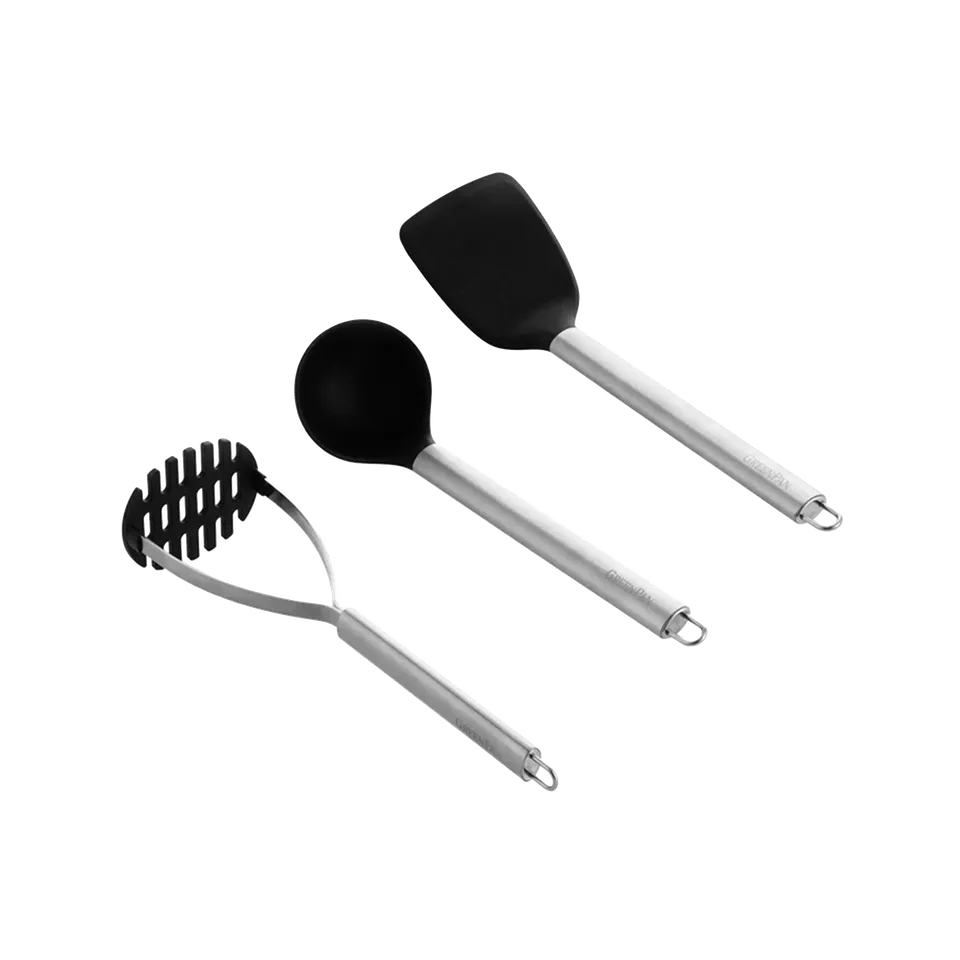 greenpan-set-de-3-ustensiles-en-silicone-avec-manche-en-acier-inoxydable-cuill-r image 1