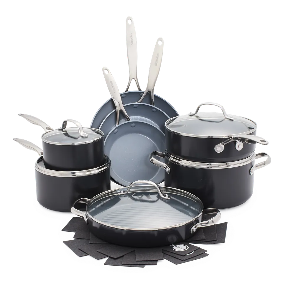 greenpan-valencia-pro-batterie-de-cuisine-13-pi-ces-en-aluminium-anodis-avec-fon image 1
