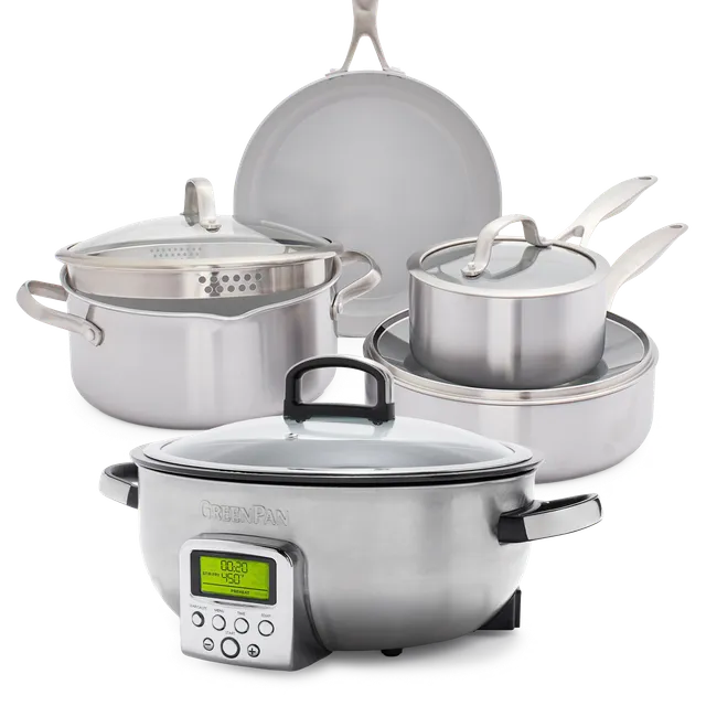 greenpan-batterie-de-cuisine-stainless-steel-9-pi-ces-inox-3-couches-evershine-a image 1