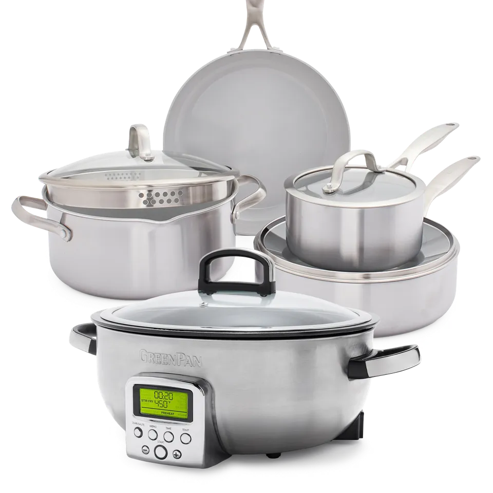 greenpan-batterie-de-cuisine-stainless-steel-9-pi-ces-inox-3-couches-evershine-a image 1