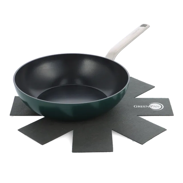 greenpan-evolution-pine-green-wok-28-cm-poign-e-dor-e-amovible image 1