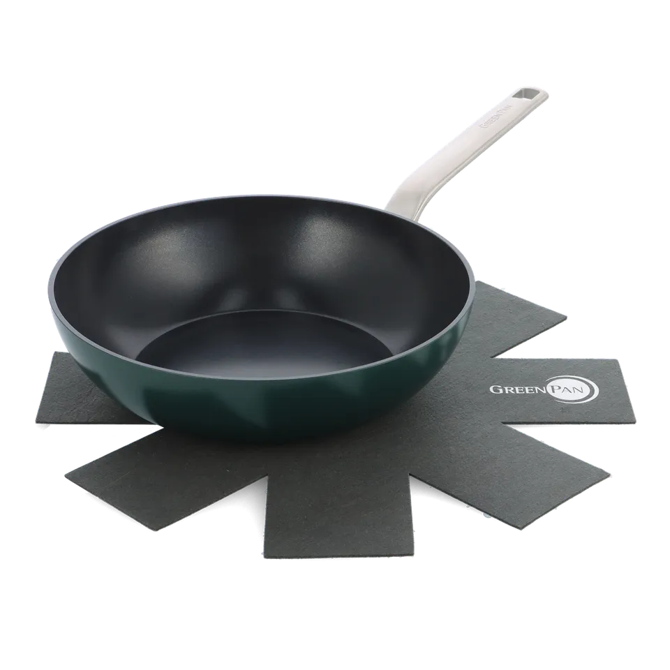 greenpan-evolution-pine-green-wok-28-cm-poign-e-dor-e-amovible image 1