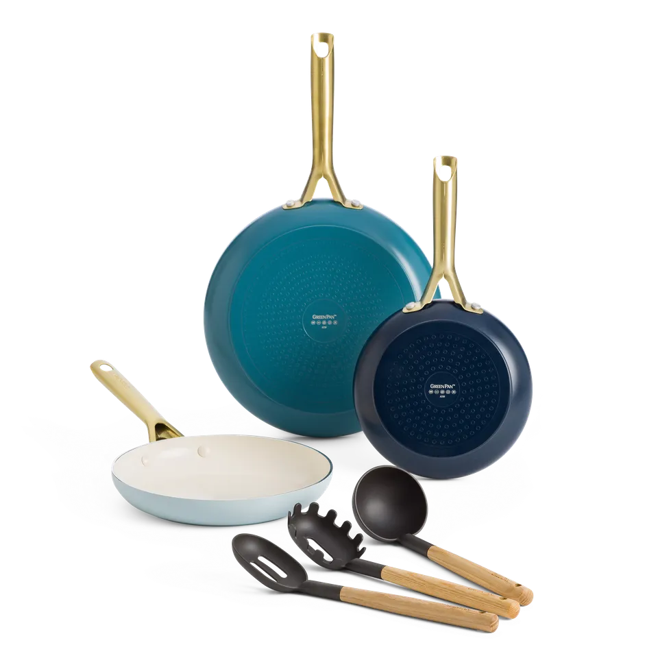 greenpan-shades-coastal-set-de-po-les-ustensiles-batterie-en-aluminium-100-recyc image 1