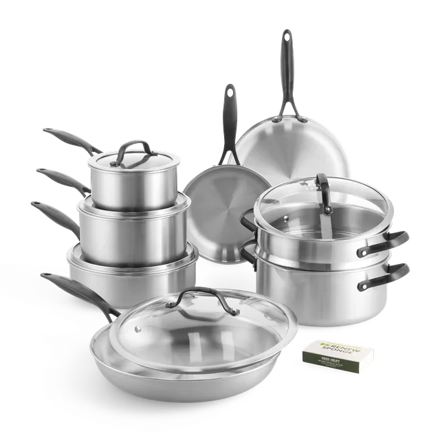 greenpan-venice-pro-noir-ensemble-de-cuisson-14-pi-ces-en-acier-inoxydable-3-cou image 1