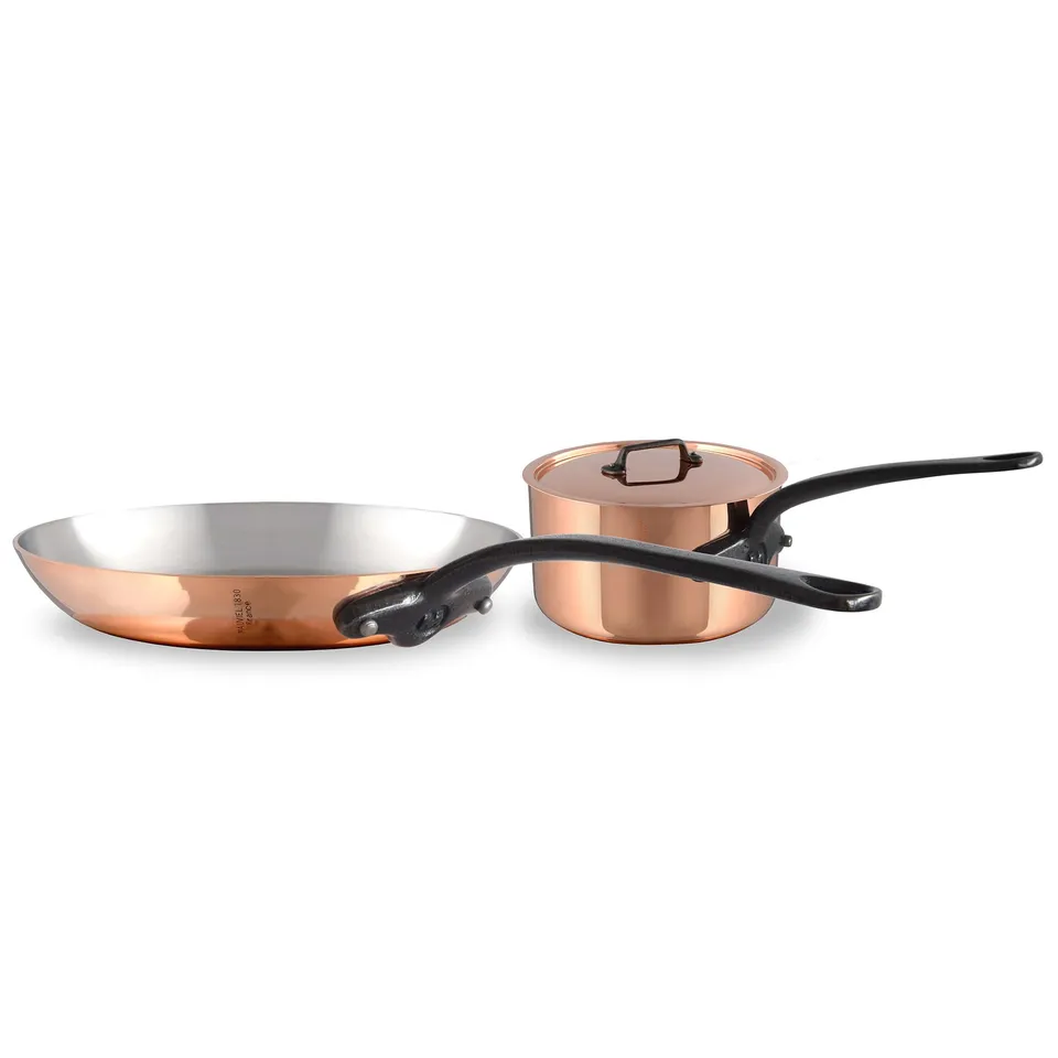 mauviel-m-heritage-150-ci-batterie-de-cuisine-3-pi-ces-cuivre-poli-1-5-mm-et-ino image 1