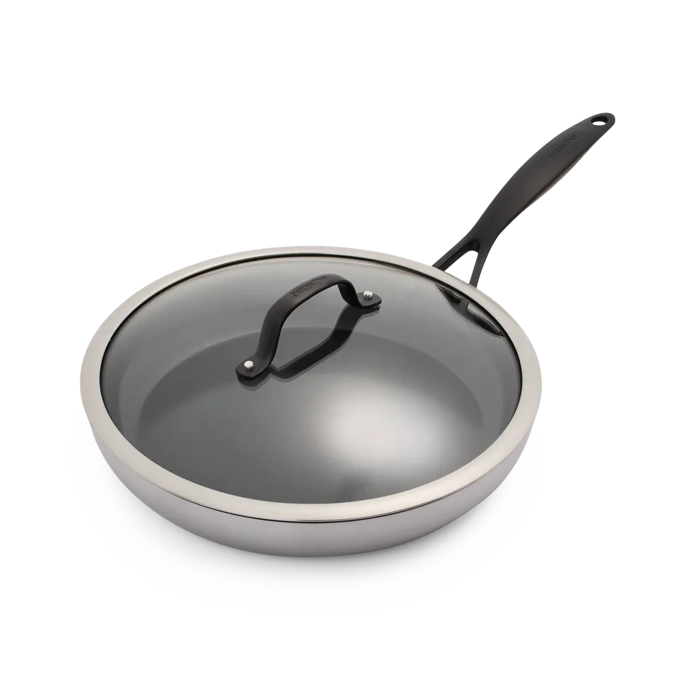 greenpan-venice-pro-noir-po-le-inox-30-cm-avec-couvercle-triple-couche-evershine image 1