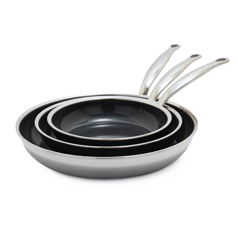 greenpan-premiere-set-de-3-po-les-frire-en-acier-inoxydable-3-couches-finition-e image 1