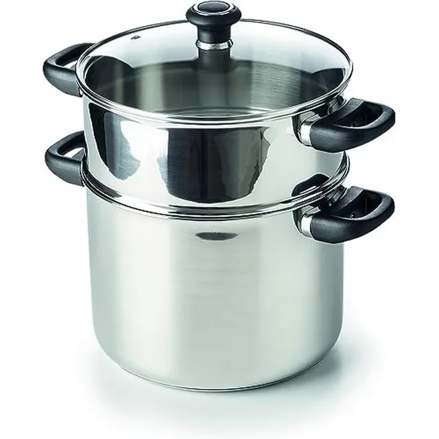 beka-polo-couscoussier-inox-18-10-24-cm-avec-panier-vapeur-et-couvercle-en-verre image 1