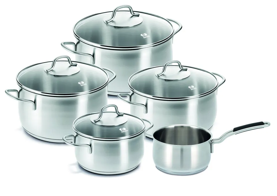 beka-lot-de-5-pi-ces-royal-batterie-de-cuisine-inox-argent-casseroles-avec-couve image 1