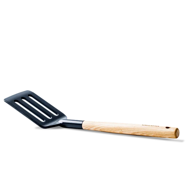 greenpan-mayflower-spatule-fendue-en-nylon-avec-manche-en-bois-de-fr-ne image 1