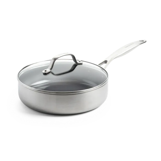 greenpan-geneva-sauteuse-24-cm-avec-couvercle-inox-3-couches-finition-bross-e-to image 1
