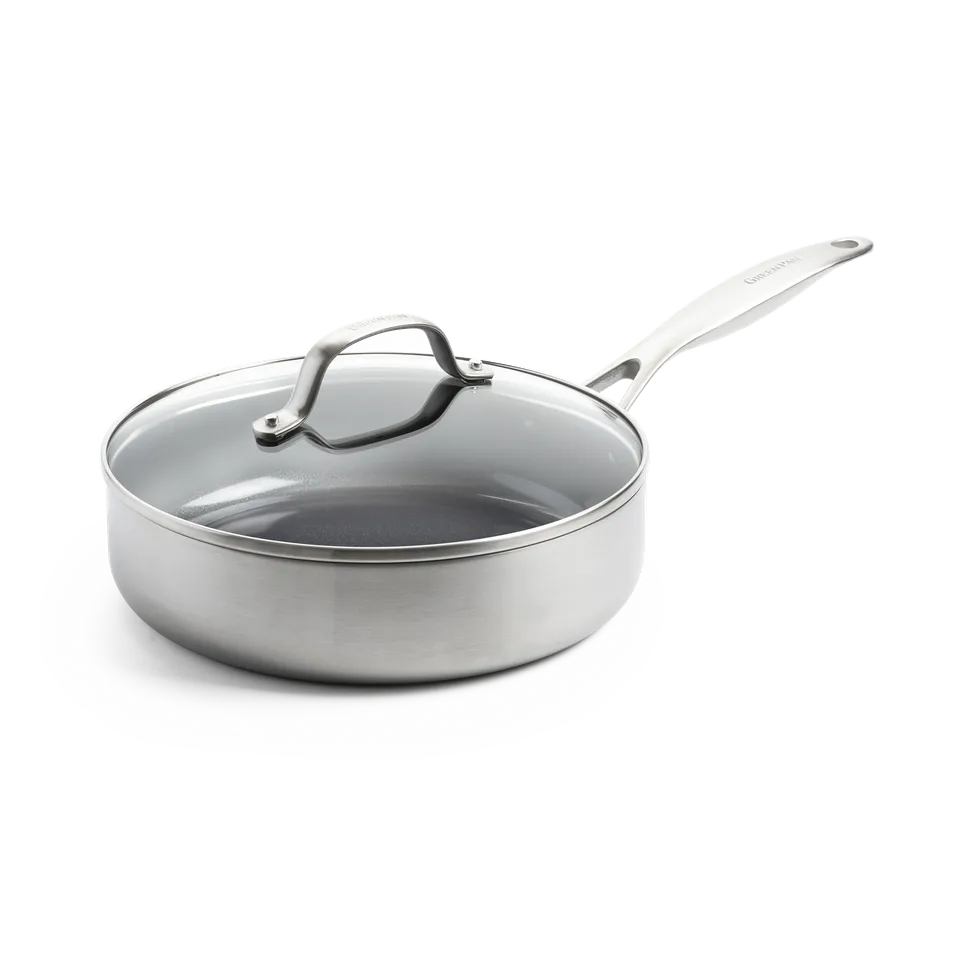greenpan-geneva-sauteuse-24-cm-avec-couvercle-inox-3-couches-finition-bross-e-to image 1