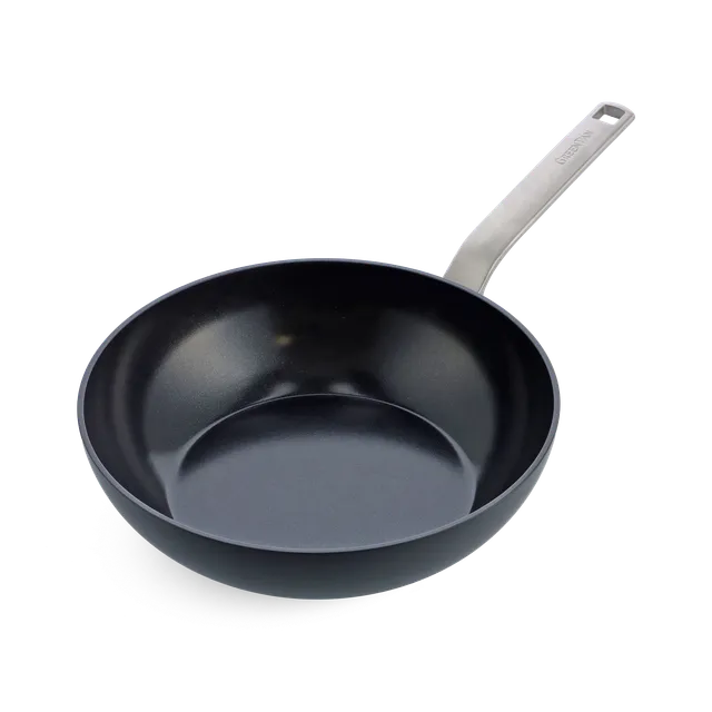 greenpan-black-wok-28-cm-en-aluminium-recycl-avec-poign-e-amovible image 1