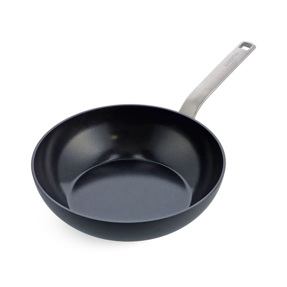 greenpan-black-wok-28-cm-en-aluminium-recycl-avec-poign-e-amovible image 1