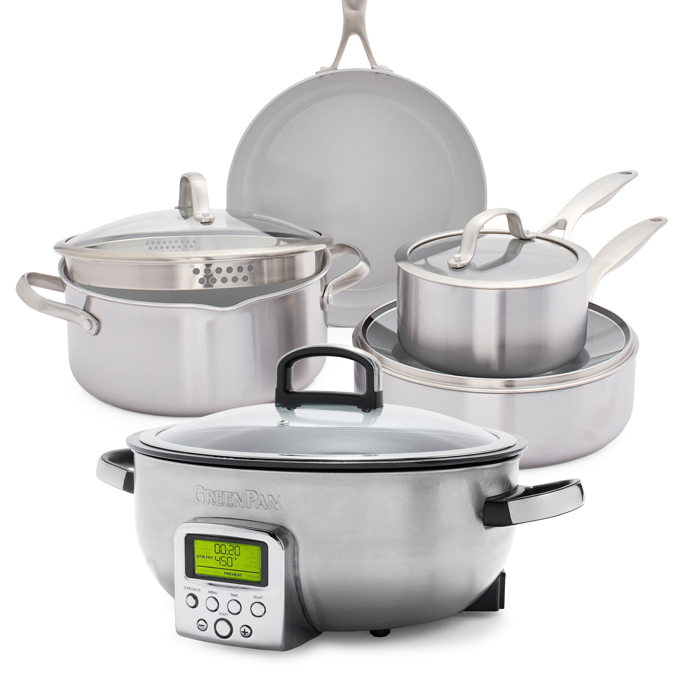 greenpan-batterie-de-cuisine-stainless-steel-9-pi-ces-inox-3-couches-evershine-a image 1