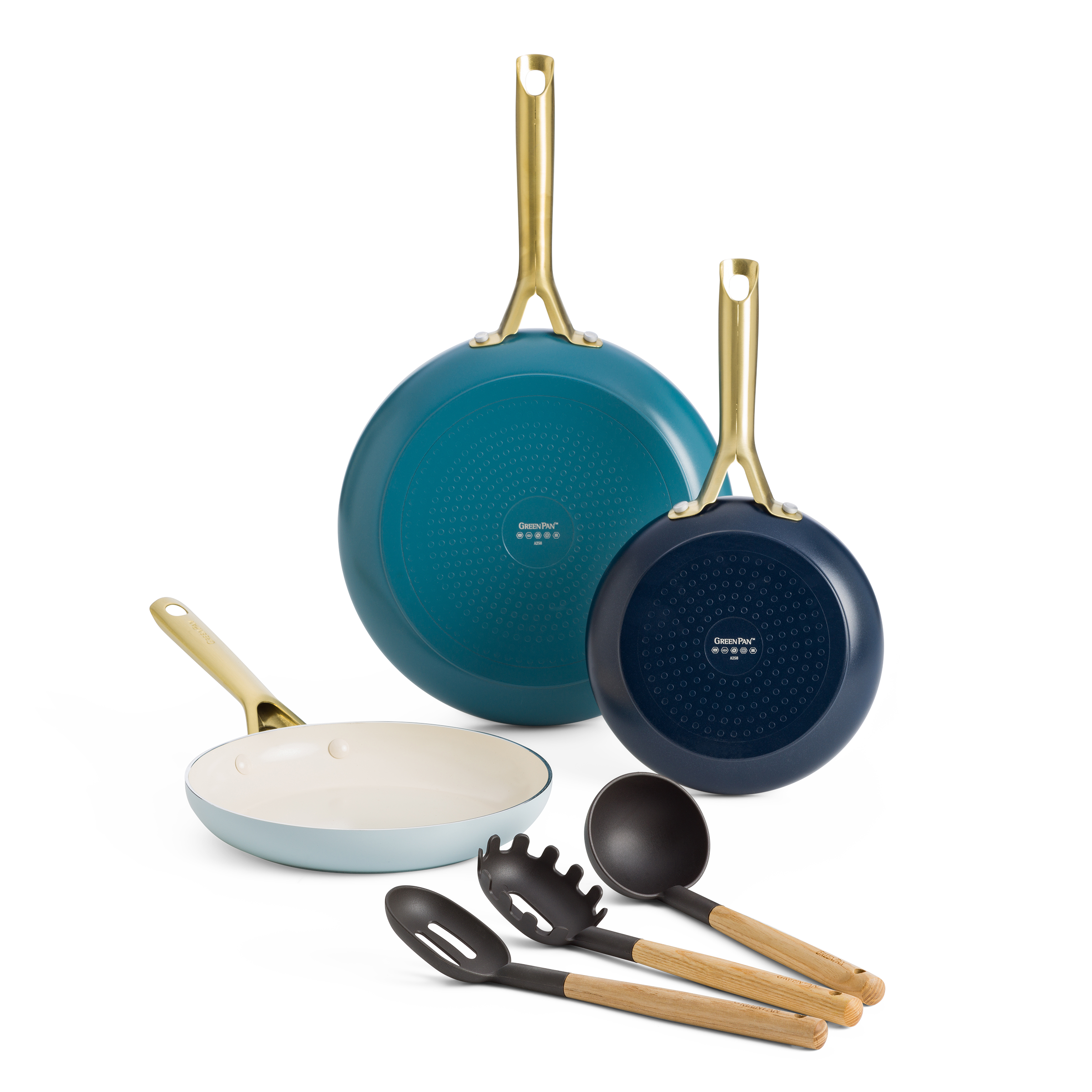 greenpan-shades-coastal-set-de-po-les-ustensiles-batterie-en-aluminium-100-recyc image 1