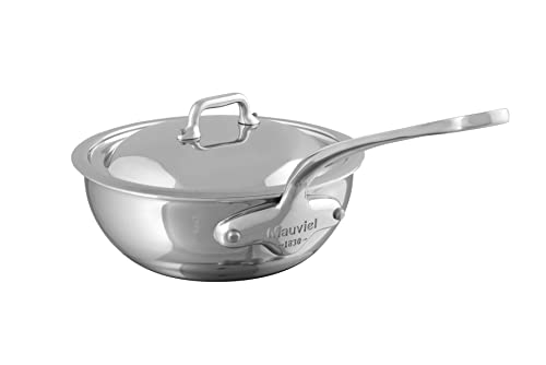 mauviel-m-cook-po-le-sauter-avec-couvercle-5-couches-inox-poli-24-cm-3-4-qt-manc image 2