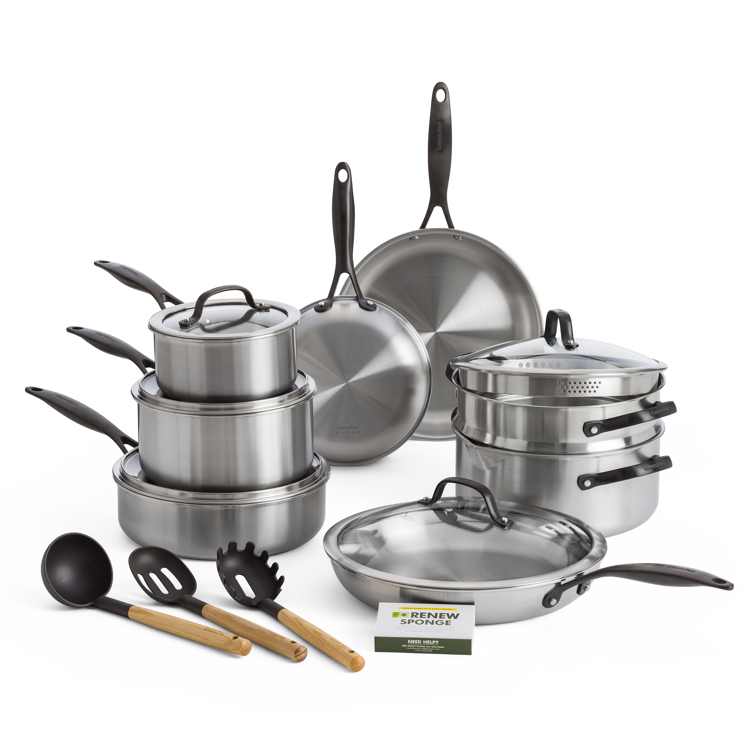 greenpan-venice-pro-noir-set-de-cuisson-14-pi-ces-en-acier-inoxydable-3-ustensil image 1