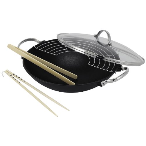 beka-lhasa-14300734-wok-en-fonte-noire-30-cm-avec-couvercle-en-verre-grille-et-b image 2