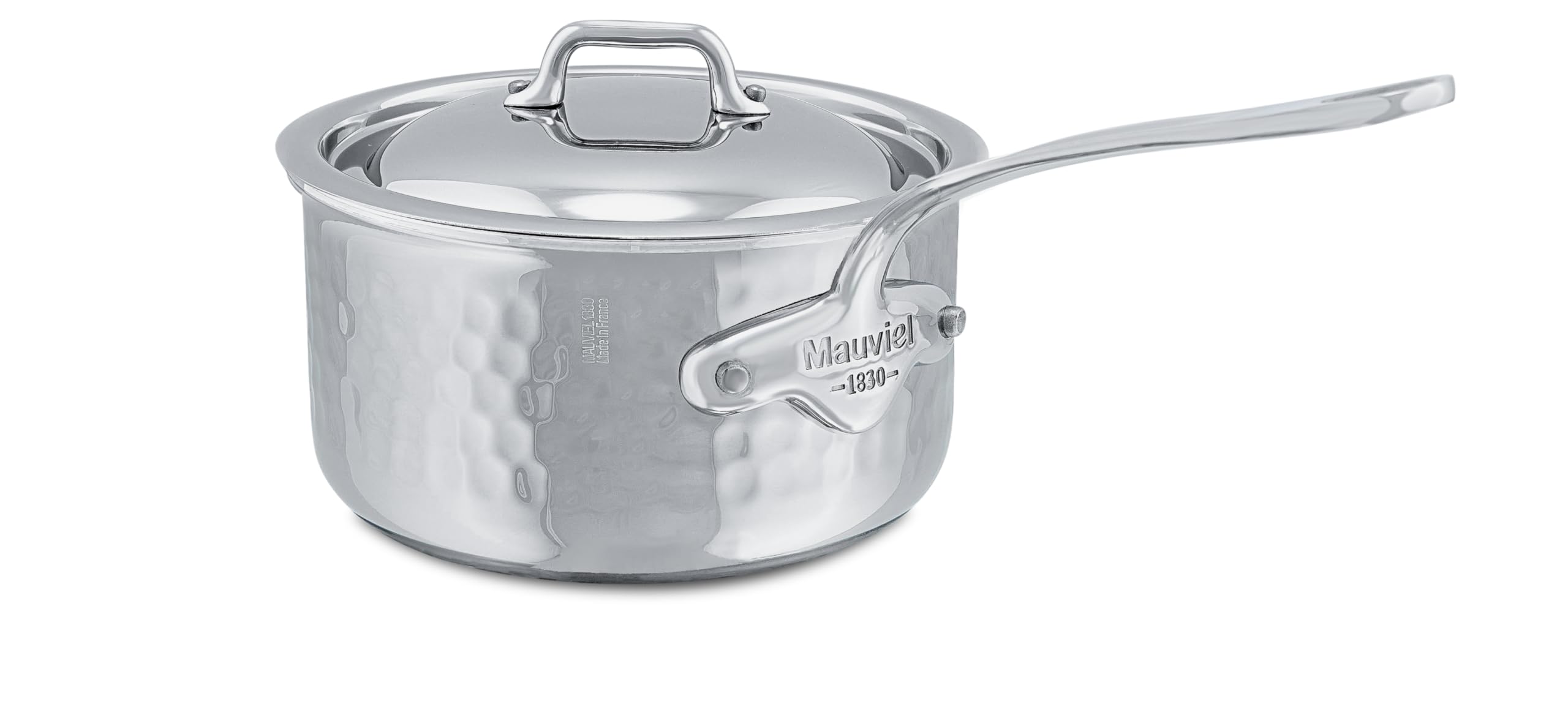 mauviel-m-elite-casserole-martel-e-5-plis-0-8-l-avec-couvercle-incurv-et-poign-e image 1