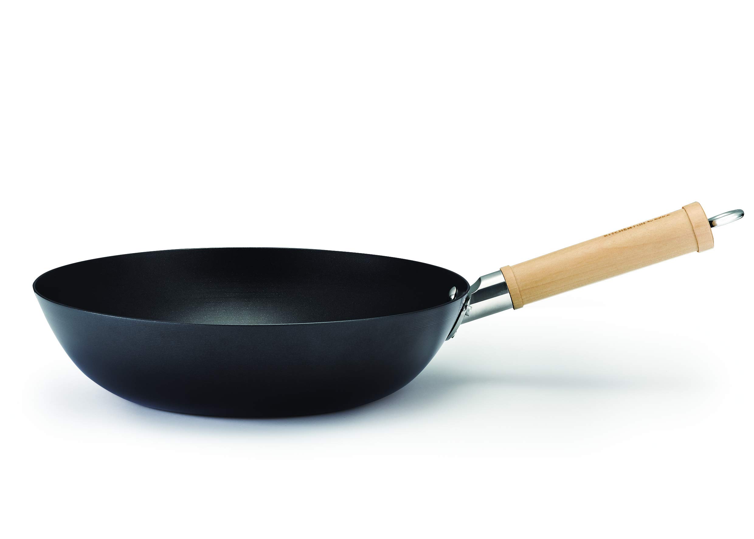 kitchen-fun-by-beka-wok-28-cm-t-le-d-acier-noir-avec-poign-e-bois-antiadh-sif-2- image 2