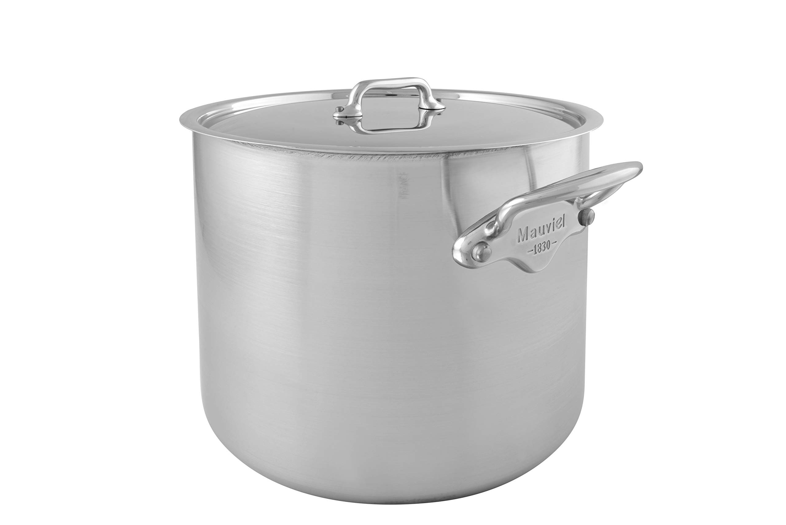 mauviel-m-urban-3-marmite-traiteur-24-cm-avec-couvercle-inox-gris-triply-bord-ve image 1