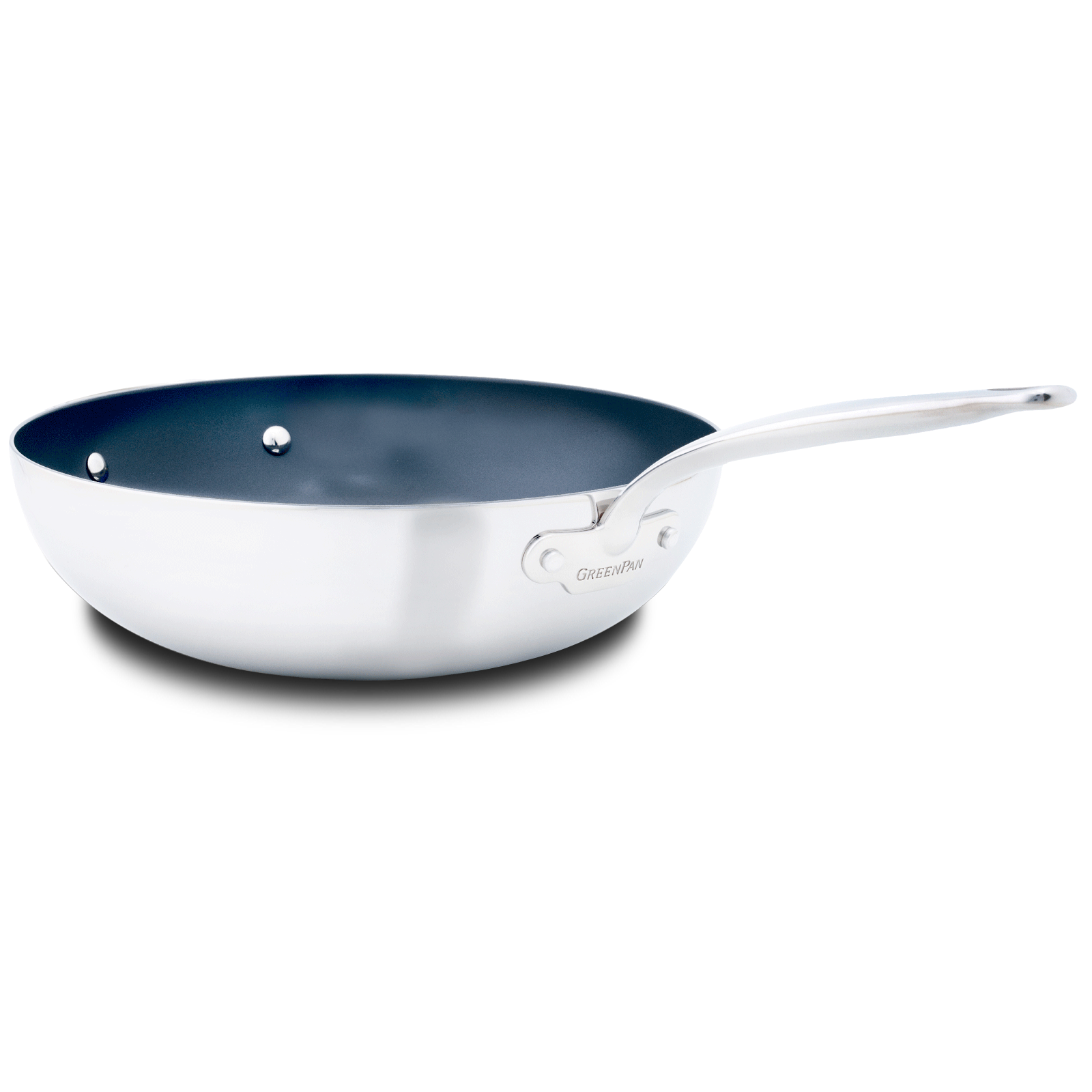 greenpan-barcelona-evershine-wok-30-cm-wok-inox-tri-plis-avec-poign-e-auxiliaire image 1