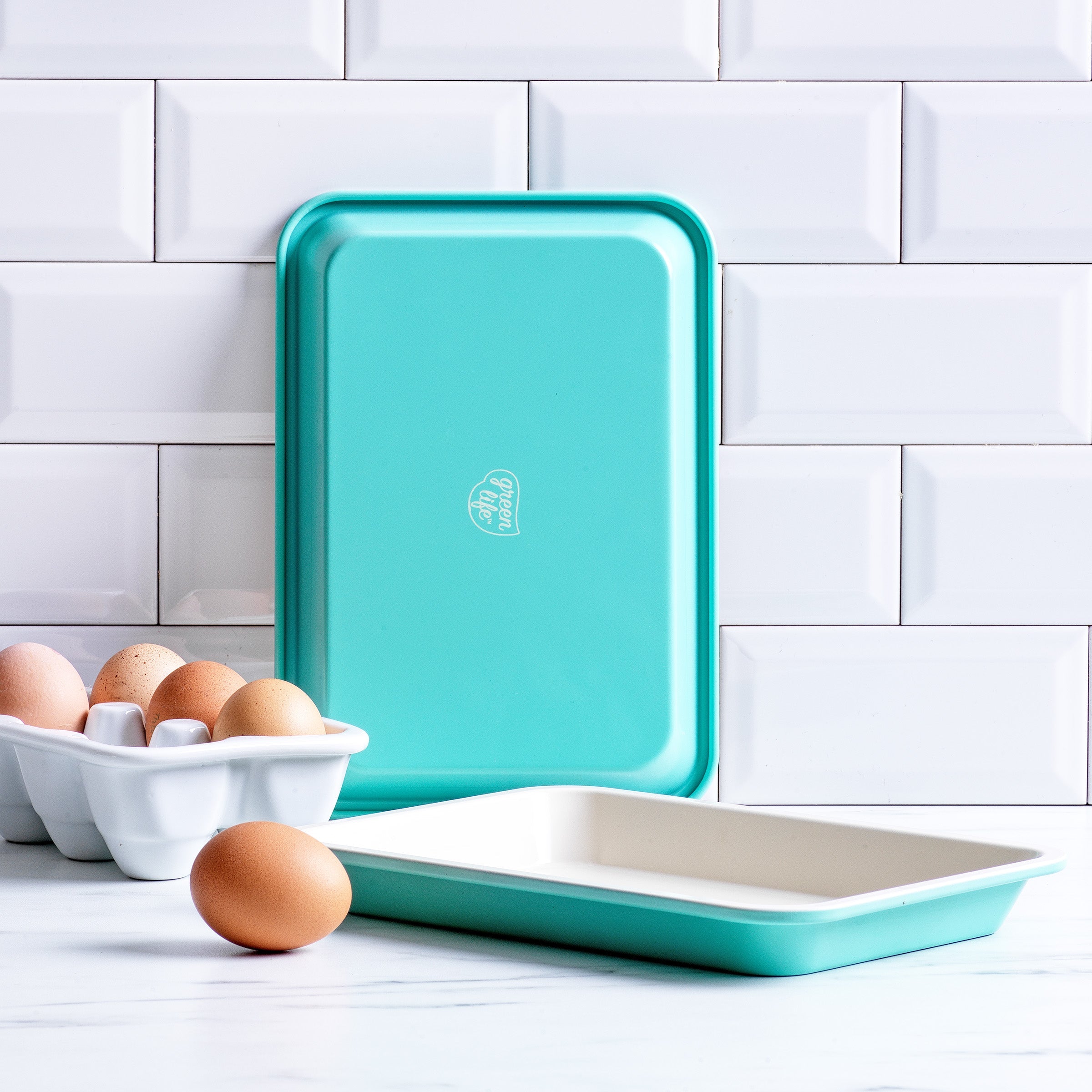 greenpan-contour-set-de-2-plaques-biscuits-turquoise-acier-haute-qualit-sans-pfa image 2