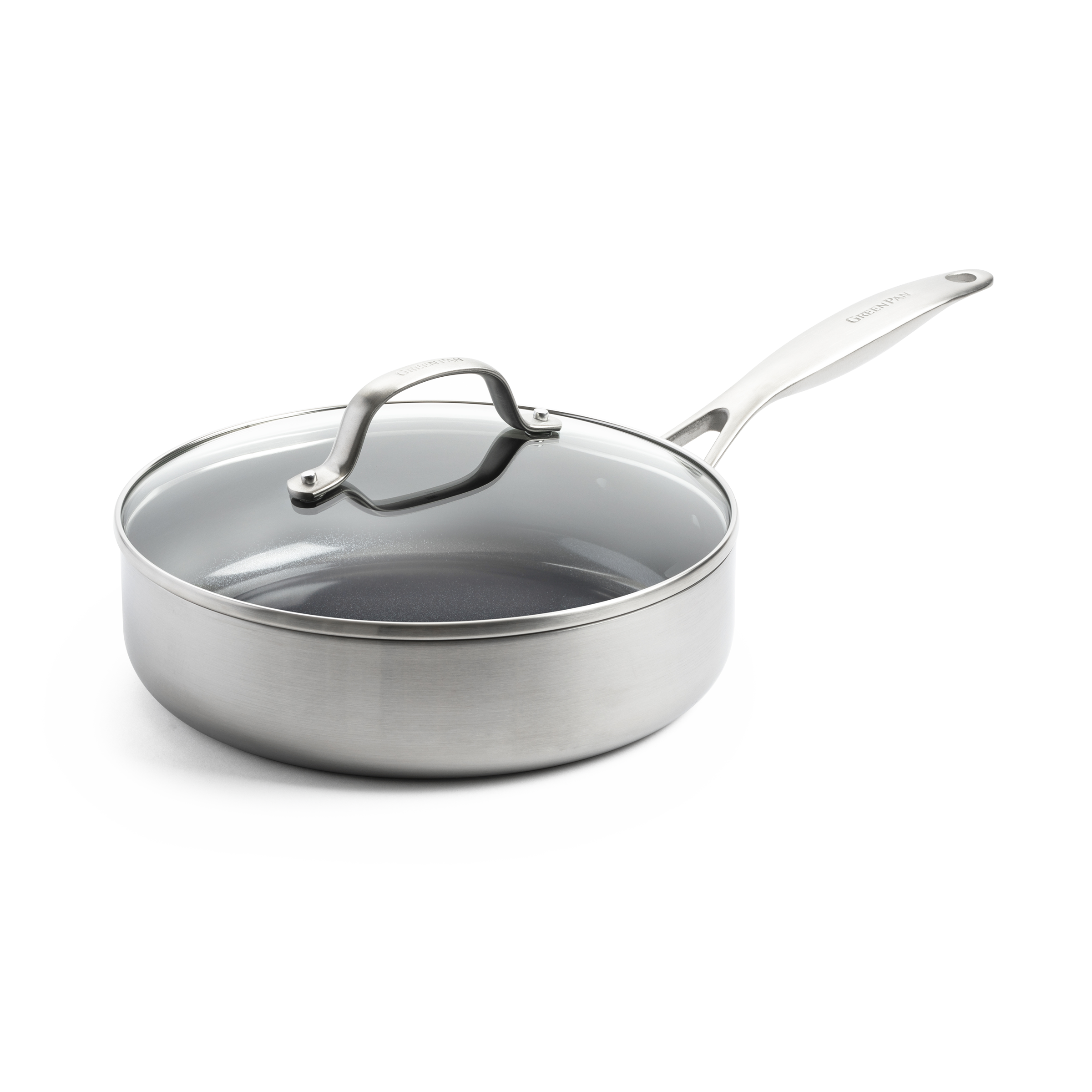 greenpan-geneva-sauteuse-24-cm-avec-couvercle-inox-3-couches-finition-bross-e-to image 1