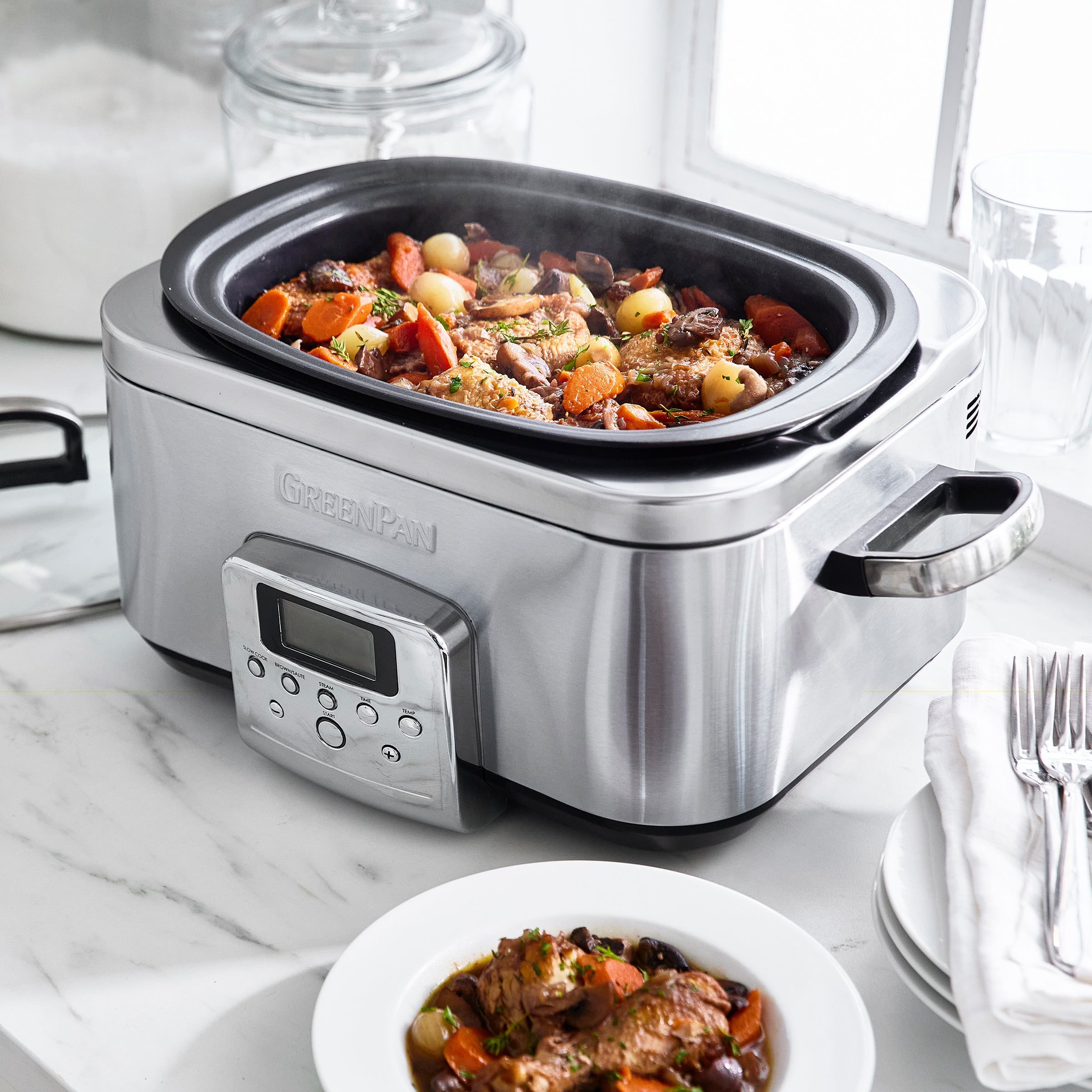 greenpan-slowcooker-stainless-steel-6l-mijoteuse-inox-6-litres-avec-cuisson-lent image 3
