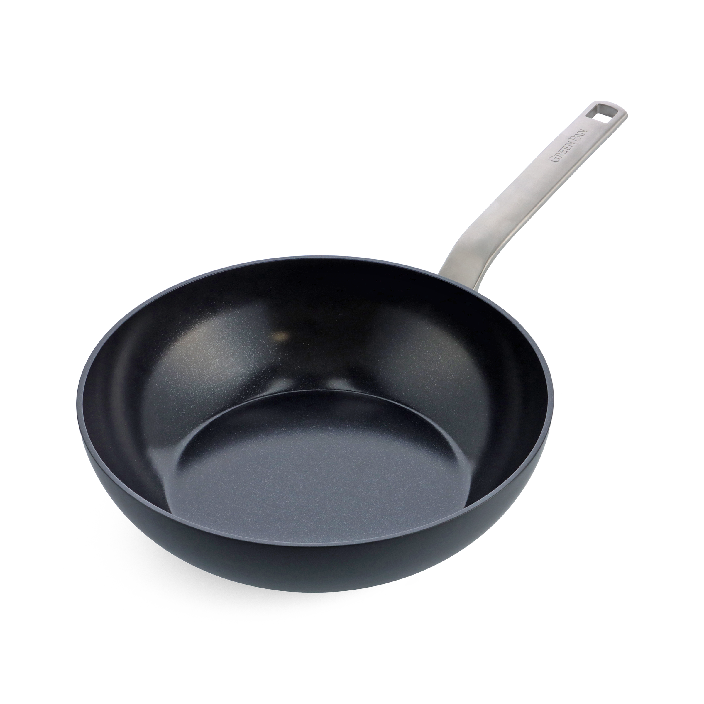 greenpan-black-wok-28-cm-en-aluminium-recycl-avec-poign-e-amovible image 1