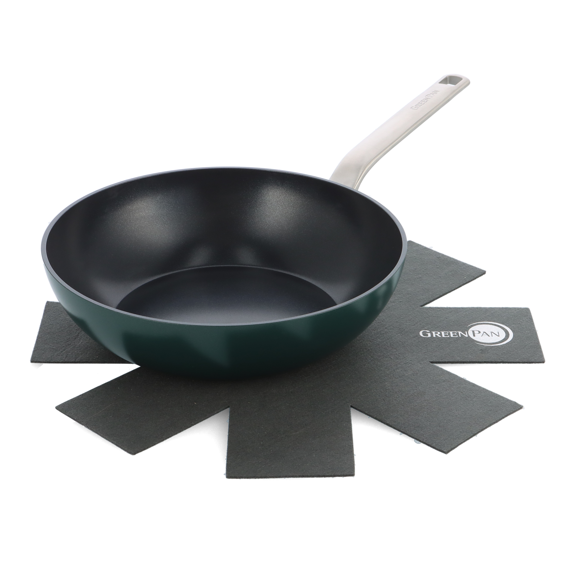 greenpan-evolution-pine-green-wok-28-cm-poign-e-dor-e-amovible image 1
