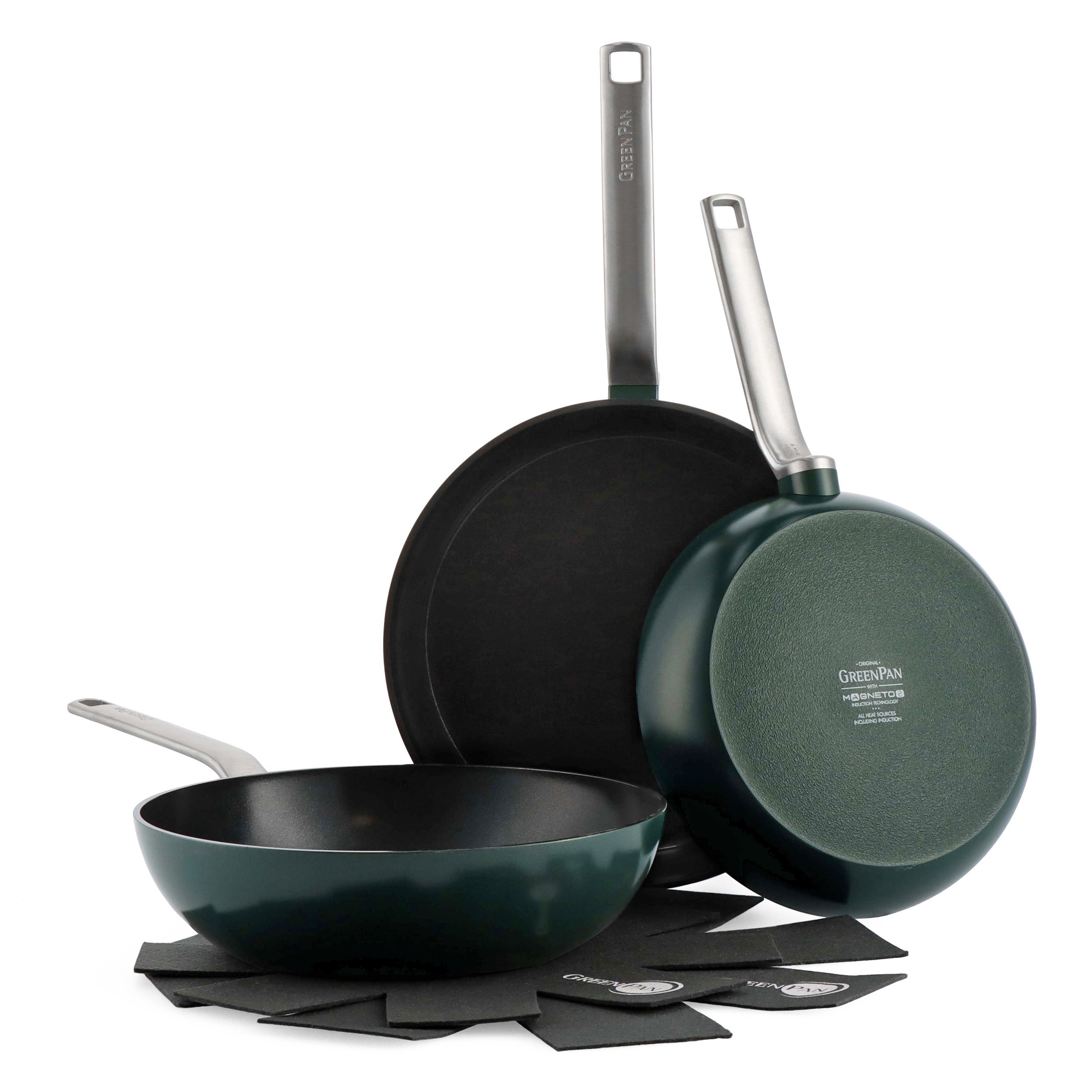 greenpan-evolution-set-de-3-pi-ces-pine-green-avec-poign-e-dor-e-amovible image 1