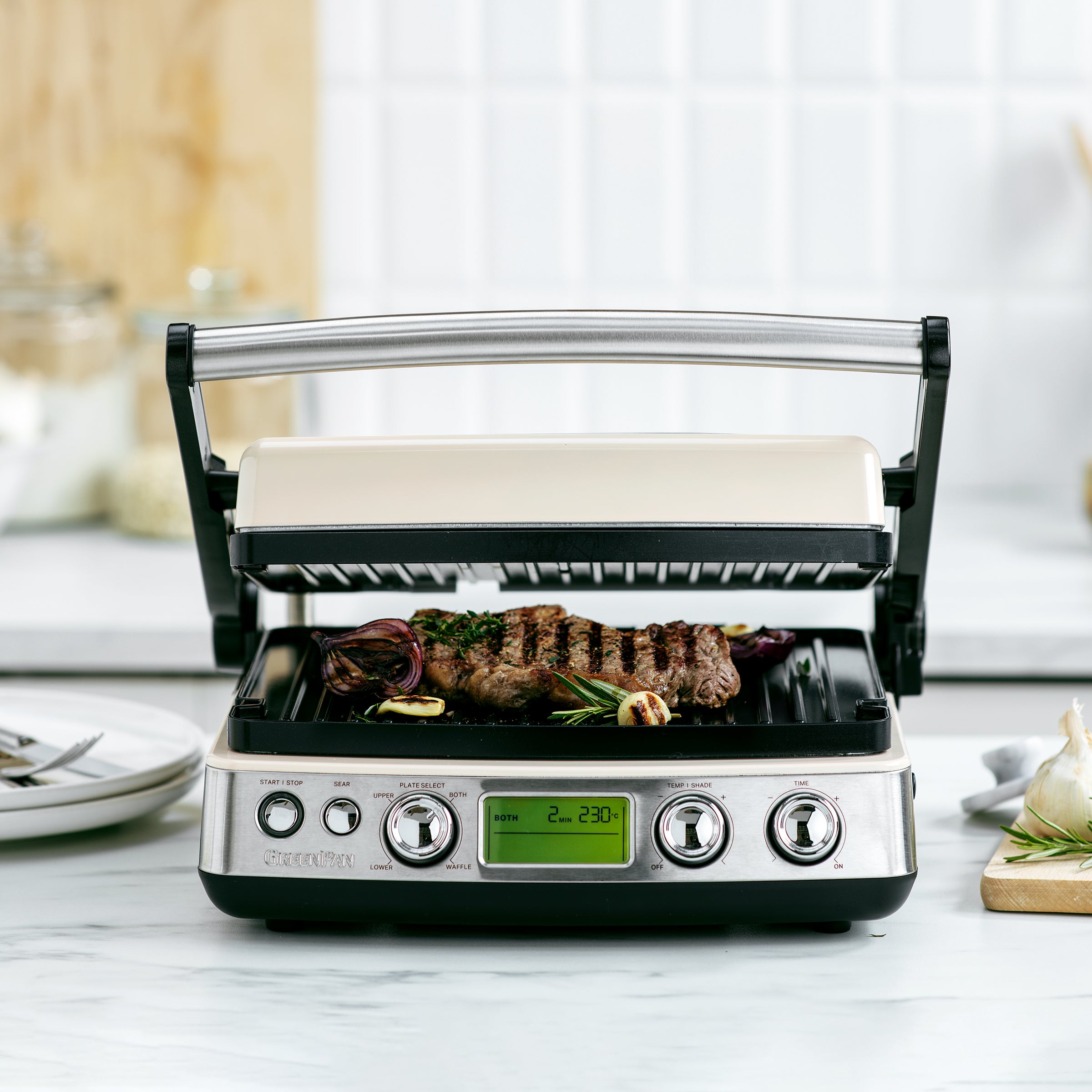 greenpan-contact-grill-cream-grill-de-contact-7-en-1-plaques-amovibles-lavables image 2