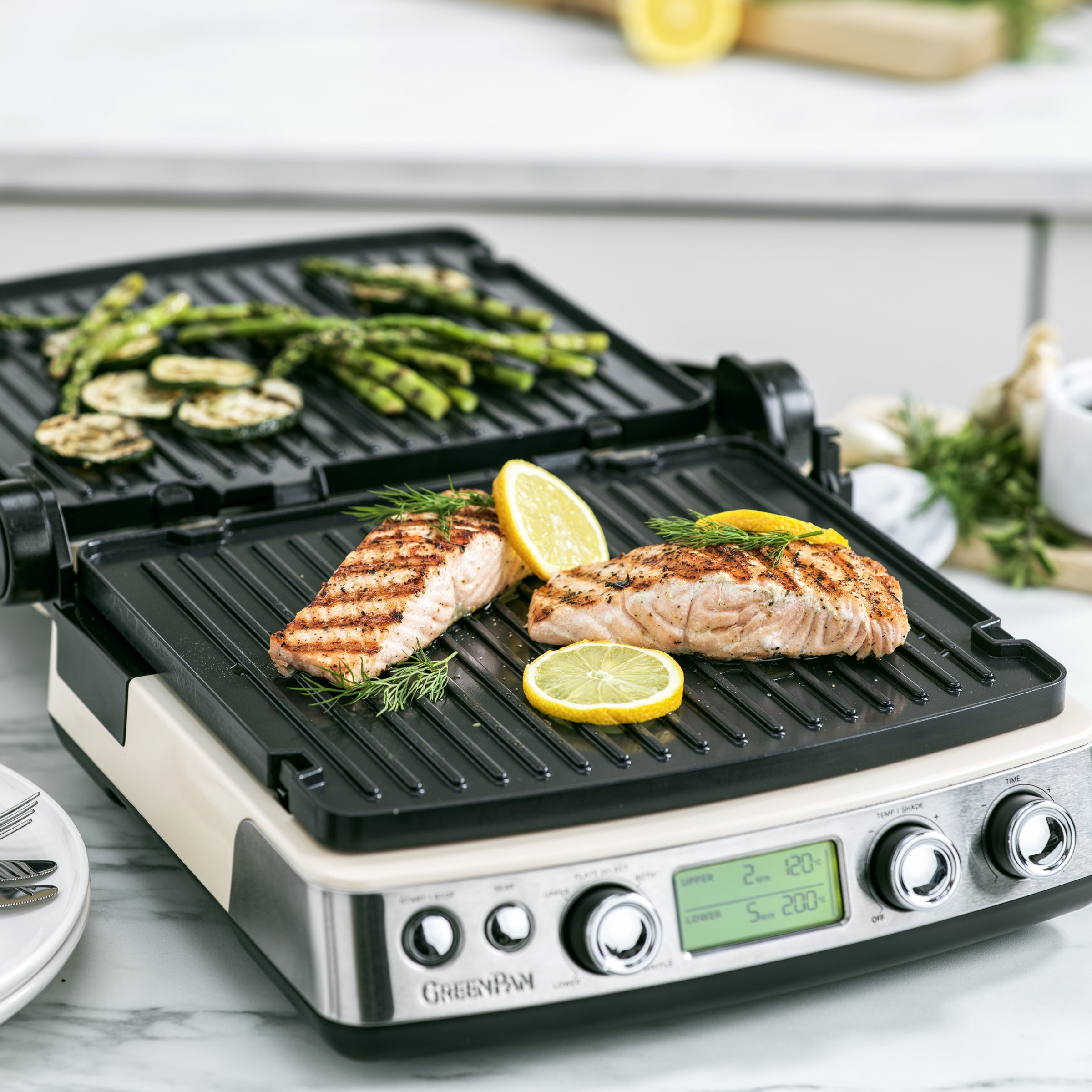 greenpan-contact-grill-cream-grill-de-contact-7-en-1-plaques-amovibles-lavables image 3
