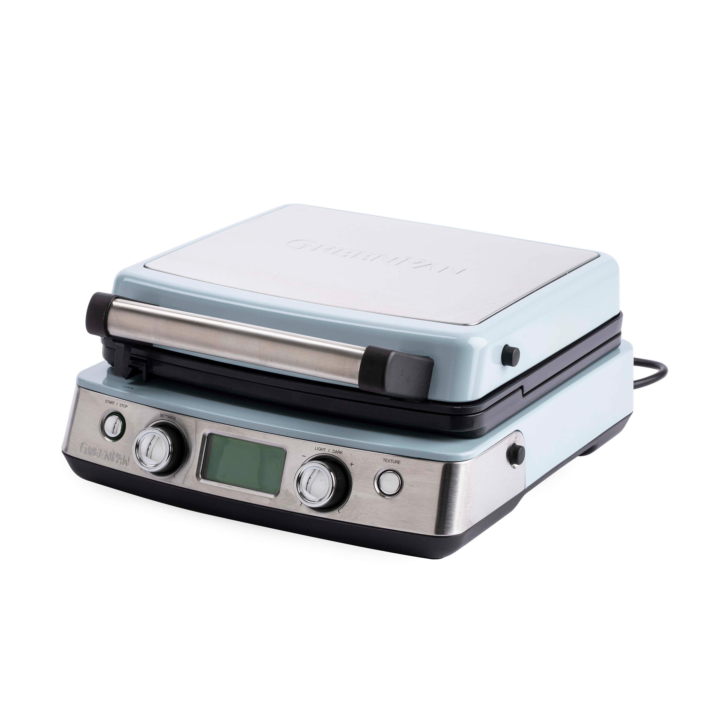 greenpan-haze-blue-gaufrier-1600-w-2-sets-de-plaques-amovibles-classiques-et-li- image 1