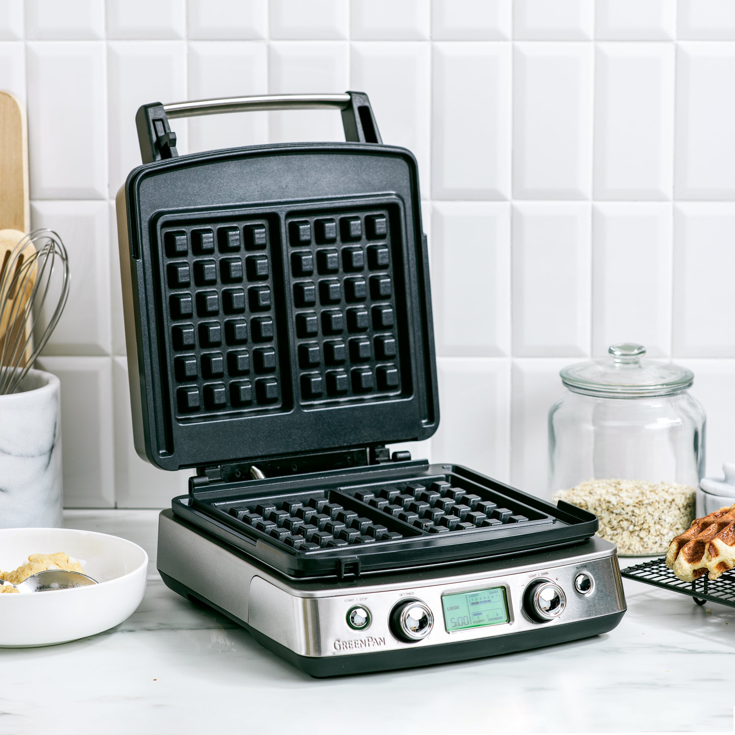 greenpan-gaufrier-stainless-steel-plaques-amovibles-classiques-et-li-ge-incluses image 2
