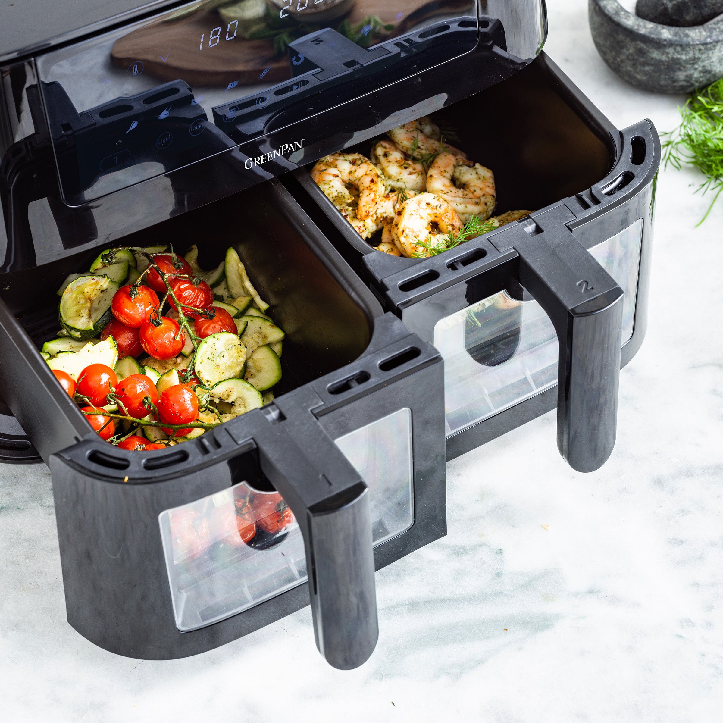 greenpan-bistro-dual-zone-air-fryer-2-bacs-6-personnes-technologie-sync-air image 5