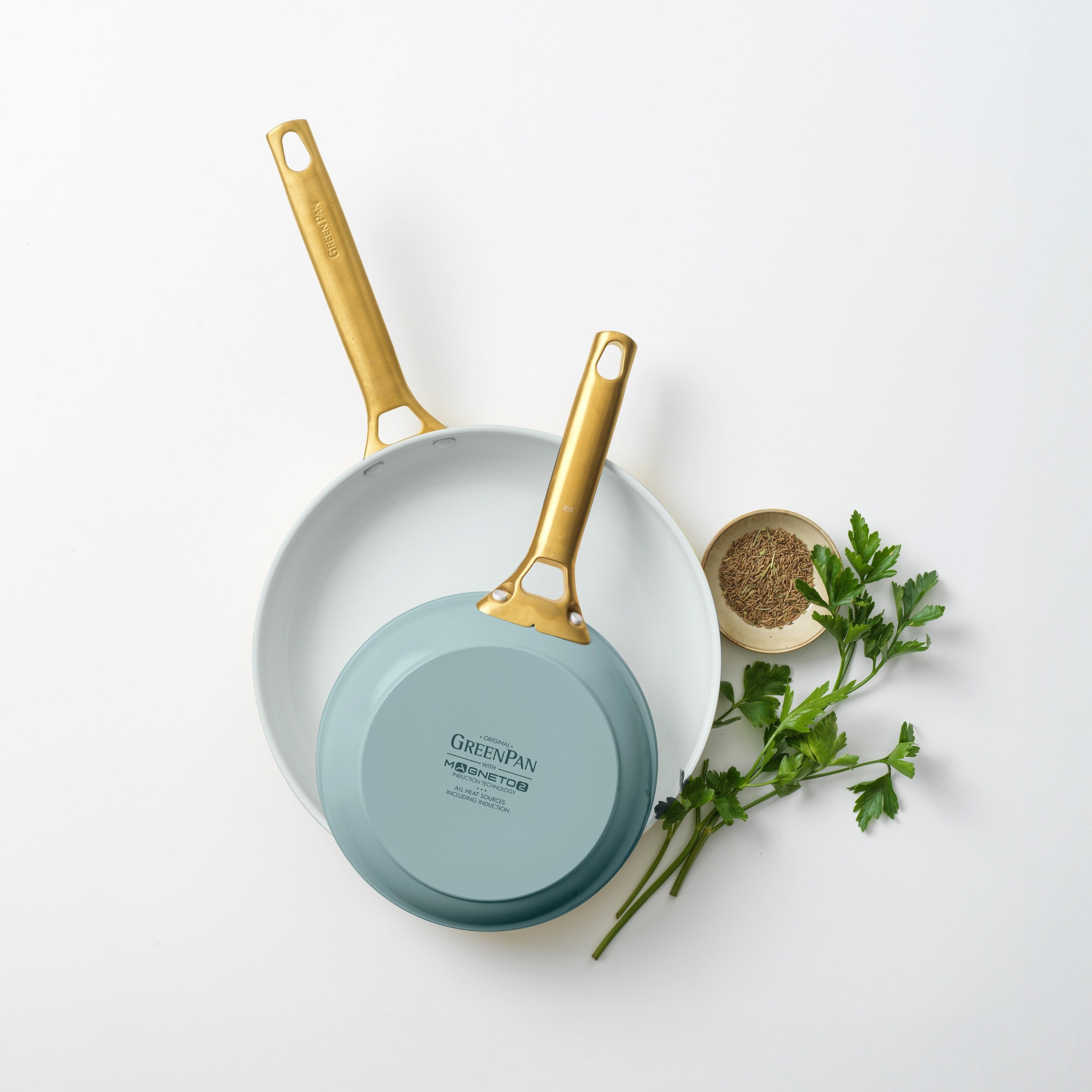 greenpan-padova-reserve-set-de-po-les-2-pi-ces-smokey-blue-20-26-cm-induction-et image 2
